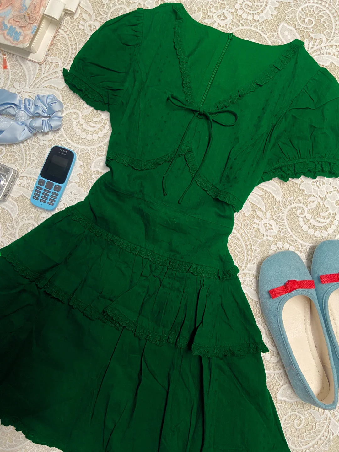 Unique Dark Green A Line V Neck Satin Short Sleeves Short Homecoming Dress,Summer 18th Birthday Dress GG4076