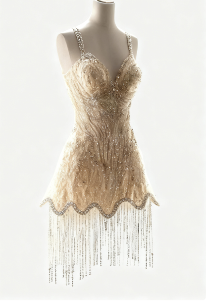 Glitter A Line Sweetheart Satin Beading Tassel Short Prom Dress,Homecoming Dress,Evening Dress GG653