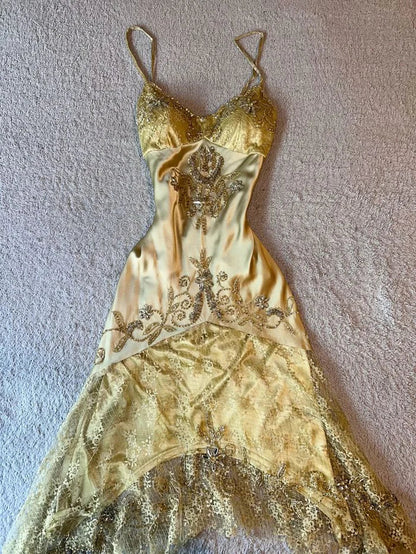 Gold Vintage Fashion Beaded Short Satin Homecoming Dress Birthday Party Dress gh4851