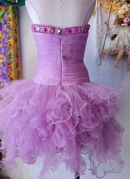 Vintage A Line Sweetheart Rhinestone Tulle Short Homecoming Dress Birthday Dress SH2087