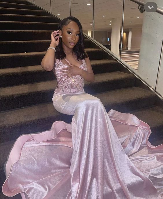 Sexy Mermaid Party Dress Pink Prom Evening Dress  SH1267