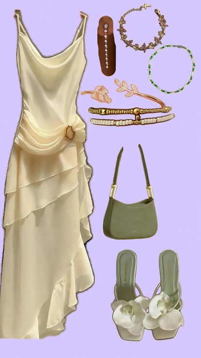 Ivory Chiffon Party Dress, Pleated Homecoming Dress,AST1757