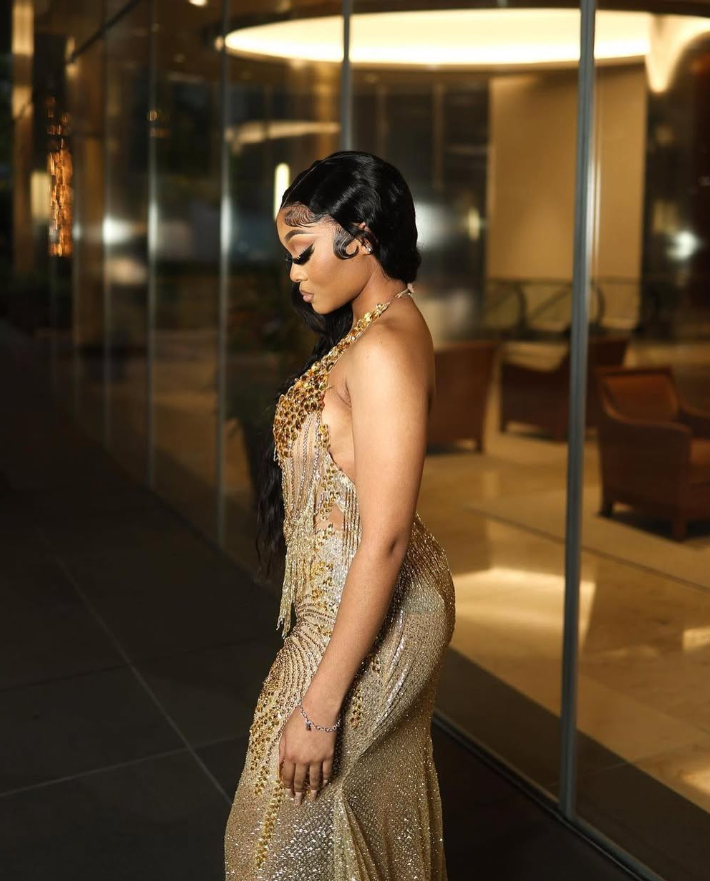 Gold Beaded Sequin Mermaid Prom Dress Evening Dress SH981