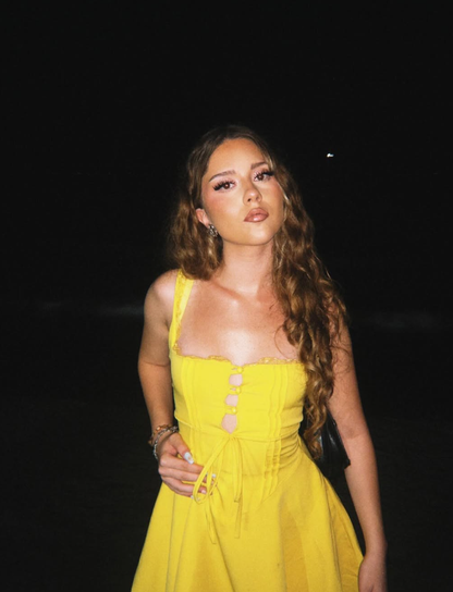 Cute A Line Strap Lace Yellow Satin Short Homecoming Dress Birthday Dress SH2270