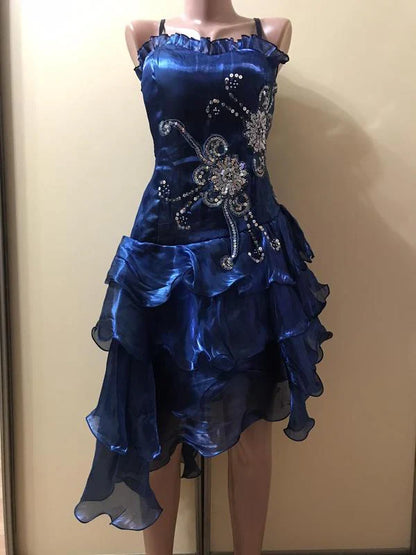 Vintage Shiny Beaded Spaghetti Strap A-Line Short Party Dress Cocktail Dress Homecoming Dress TP4456