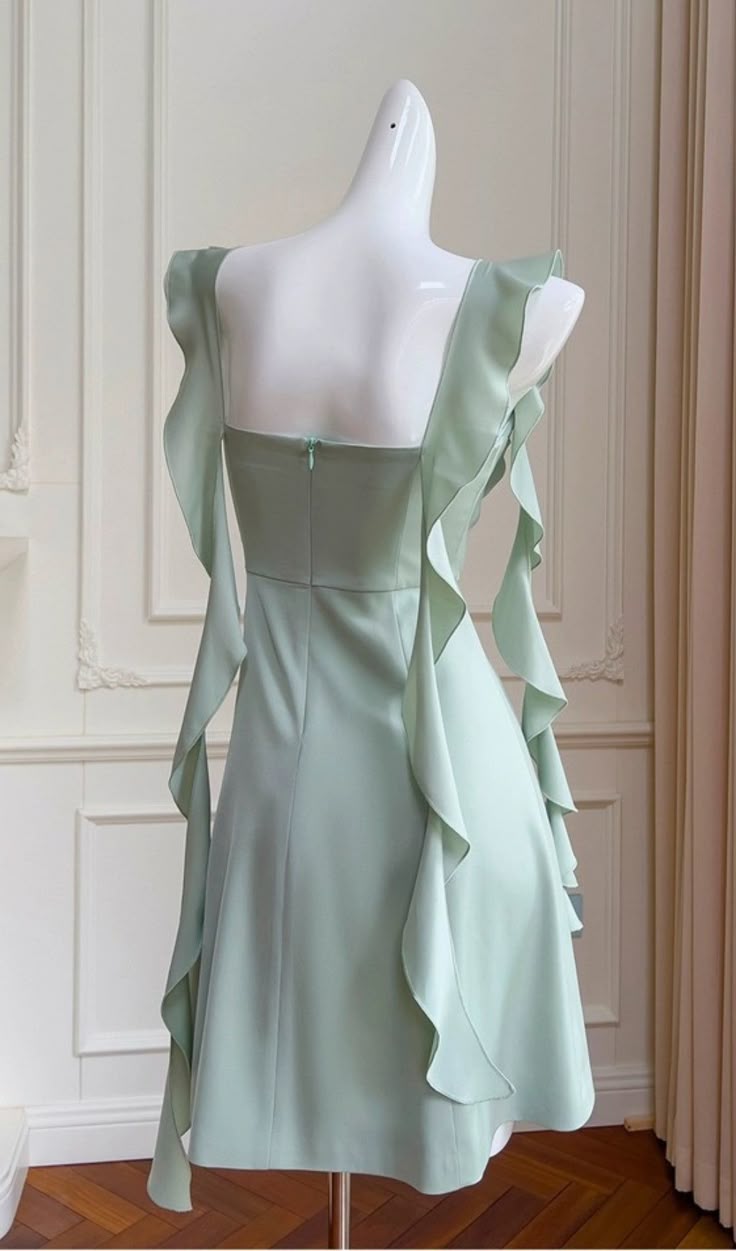 Mint Green Ruffle Homecoming Dresses Bodycon Party Dance Dress,AST1824