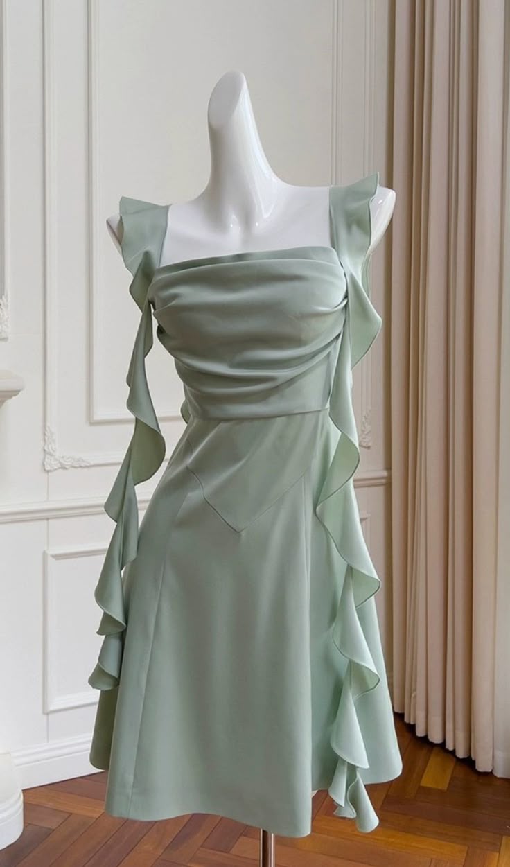 Mint Green Ruffle Homecoming Dresses Bodycon Party Dance Dress,AST1824
