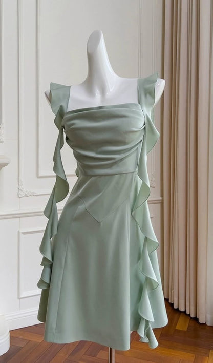Mint Green Ruffle Homecoming Dresses Bodycon Party Dance Dress,AST1824