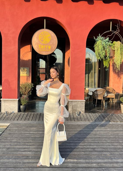 Sequare Neck Long Mermaid Prom Dress Elegant Evening Dress SH952