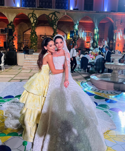 Yellow Layered Satin Long A Line Prom Dress SH1001