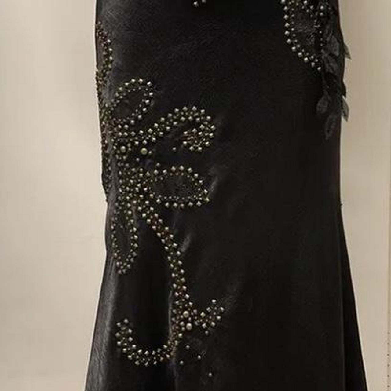 _¦¢__Black Vintage Glam Rock Unique Fashion Beautiful Elegant Exquisite Gold Stud Beads Long Satin Ball Gown Evening Gown Birthday Party Dress Prom Dark Fairy/Black Swan gh3914