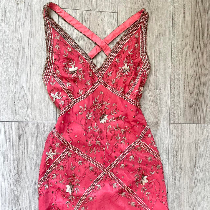 Fairytale Cream Beige/Black/Pink V Neck Sophisticated Elegant Floral Long Evening Prom Dress gh2941