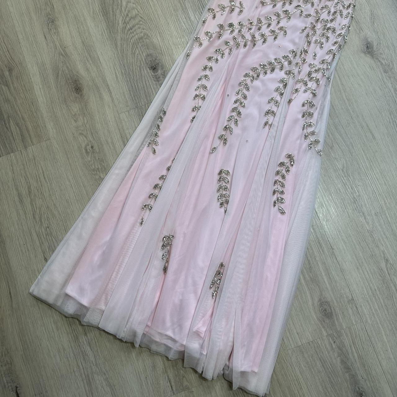 Light pink y2k gorgeous exquisite beaded long chiffon halter real beautiful silver floral sequin wedding guest dress date dress graduation dress vintage prom dress fairy dress 2000s dress homecoming dress gh4519