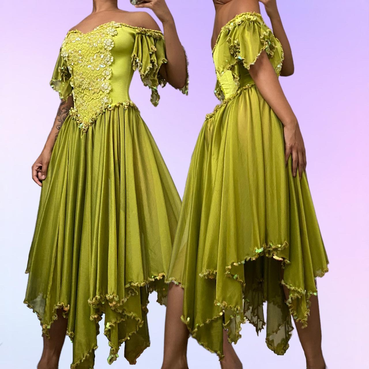 Green Floral Beaded Sequined Long Satin Homecoming Dress Prom Dress Evening Dress Party Dress gh4855