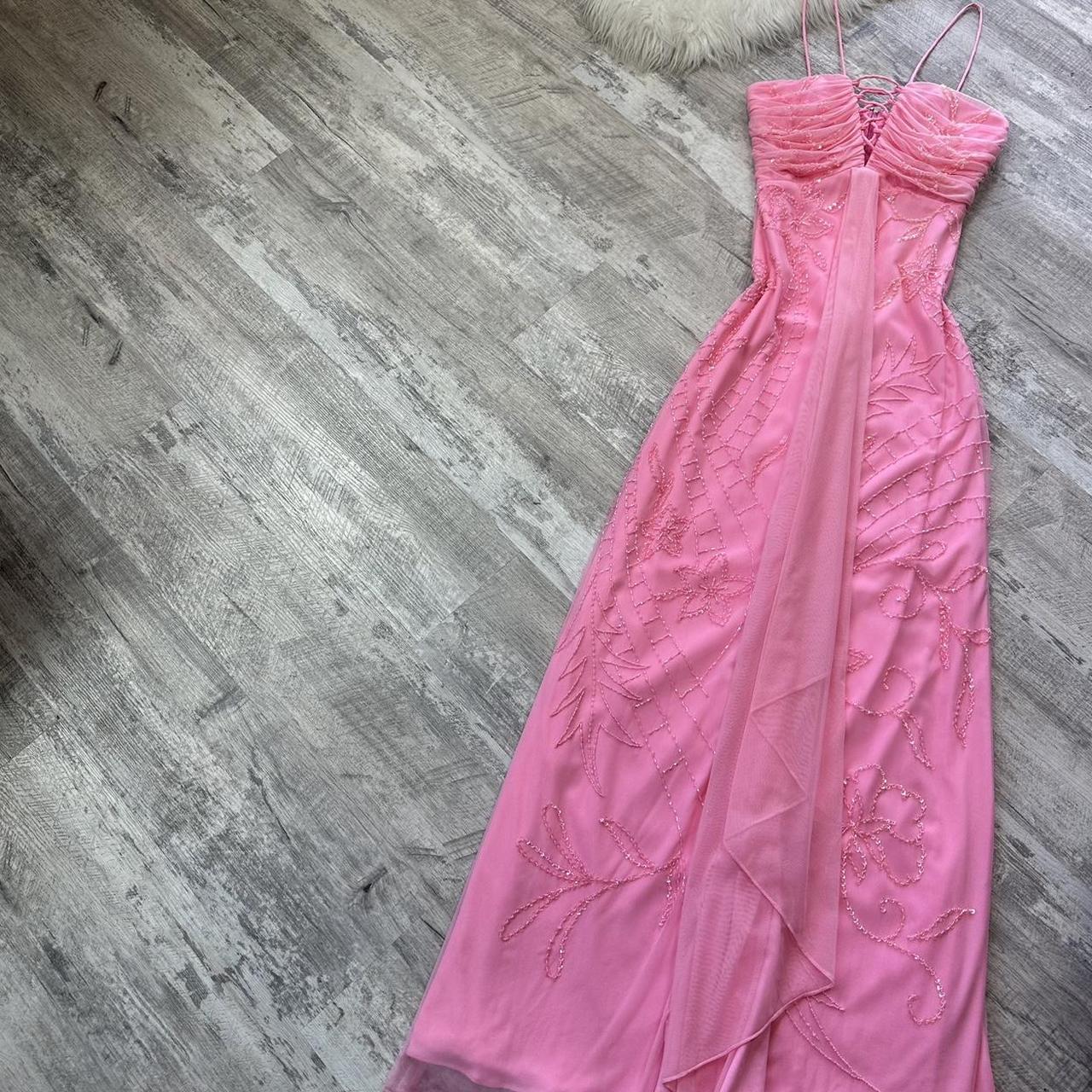 Cute pale pink iridescent sequined flowy maxi dress vintage prom dress sequin dress y2k dress fairy dress barbie dress homecoming dress wedding guest dress 2000s gh4514
