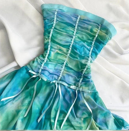 Green gradient fairy short chiffon homecoming dress birthday dress gh4662