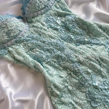 _____owder Blue Sparkling Charming Retro Princess Stunning Unique Fashionable Beautiful Elegant Delicate Lace Short Lace Sequin Homecoming Dress Prom Dress Evening Dress Birthday Party Dress Prom Dress gh3916