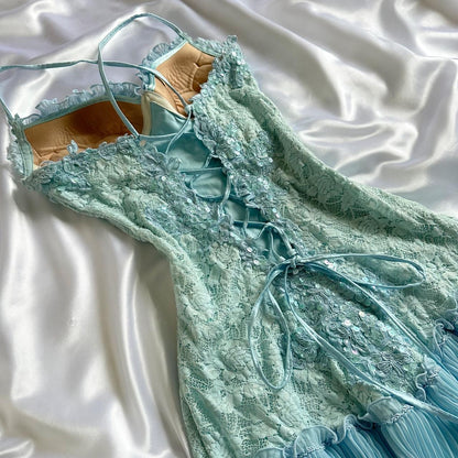 _____owder Blue Sparkling Charming Retro Princess Stunning Unique Fashionable Beautiful Elegant Delicate Lace Short Lace Sequin Homecoming Dress Prom Dress Evening Dress Birthday Party Dress Prom Dress gh3916