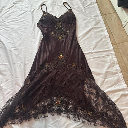 _Brown Black Unique Vintage Gorgeous Elegant Exquisite Beaded Spaghetti Straps Long/Short Tulle Lace Homecoming Dress Prom Dress Birthday Party Dress Evening Dress Ball Dress Holiday Date Night Dress gh4107