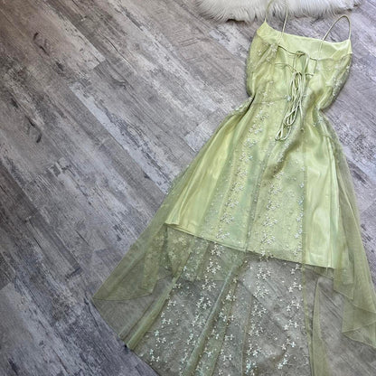 amakanas-Mint green glitter sparkle floral short chiffon homecoming dress birthday dress fairy gh5234