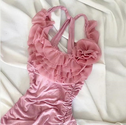 Pink Floral Fairy Short Chiffon Homecoming Dress Birthday Dress gh4665