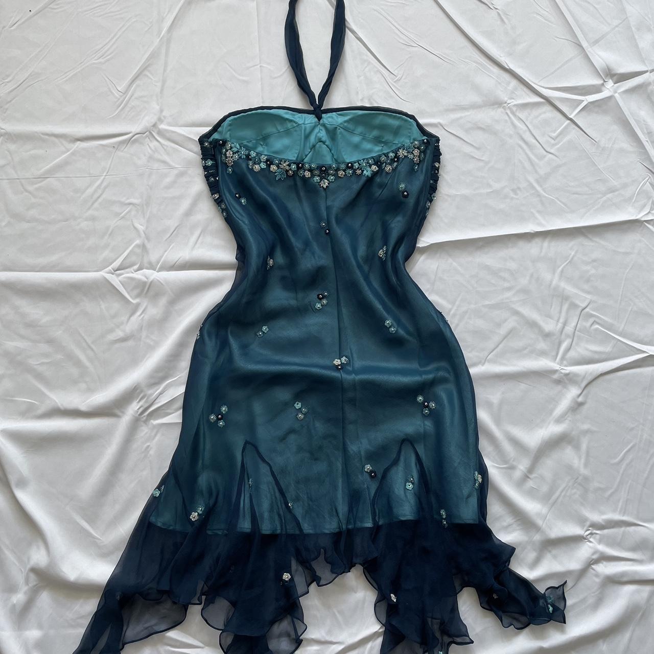 amakanas-Blue floral beaded short halter chiffon homecoming dress birthday party dress gh5263