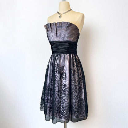 Y2k Lavender Gothic Black Floral Lace Short Tulle Homecoming Dress Birthday Dress gh4660