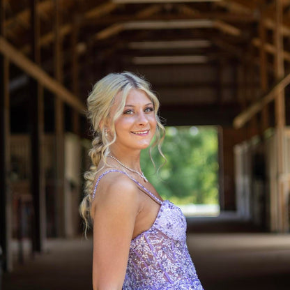 Vintage Lilac Applique Sequin Prom Dress Sweetheart A-Line Evening Dress Long Formal Dress TP4652