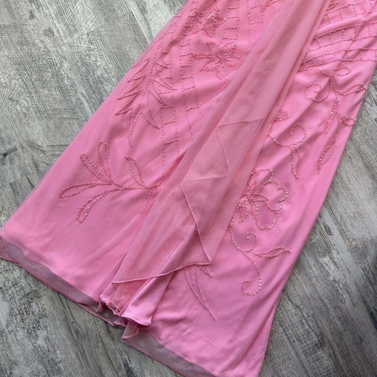 Cute pale pink iridescent sequined flowy maxi dress vintage prom dress sequin dress y2k dress fairy dress barbie dress homecoming dress wedding guest dress 2000s gh4514