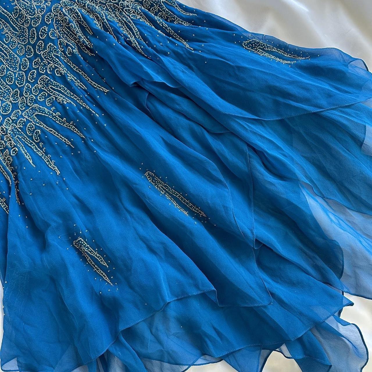 ___intage Blue Fashion Exquisite Silver Gold Beads Long Elegant Flowing Chiffon Ball Gown Evening Gown Party Dress Prom Gown gh3869