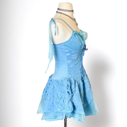 Vintage Y2K blue fairy short chiffon formal homecoming dress birthday dress eighth grade gh4659