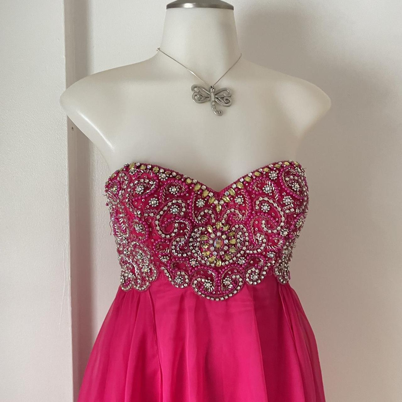 Y2K Bright Pink Rhinestone Off-the-shoulder Sweetheart Neck Sequin Short Chiffon Flowing Homecoming Dress Cocktail Party Dress gh4742