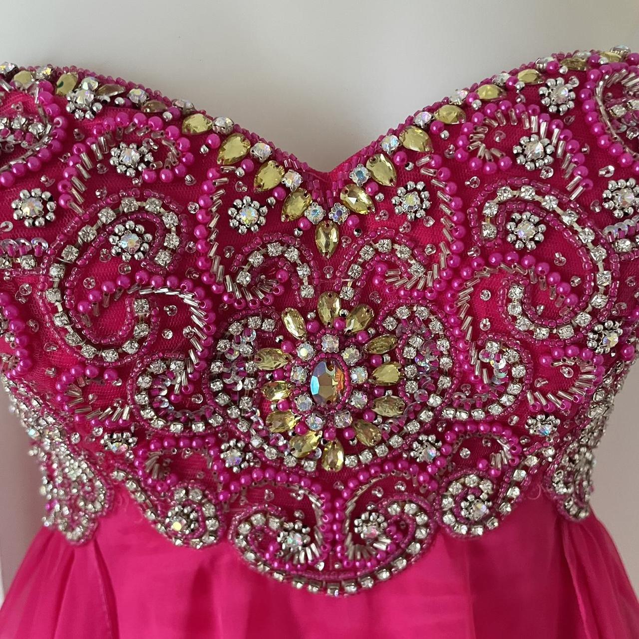 Y2K Bright Pink Rhinestone Off-the-shoulder Sweetheart Neck Sequin Short Chiffon Flowing Homecoming Dress Cocktail Party Dress gh4742