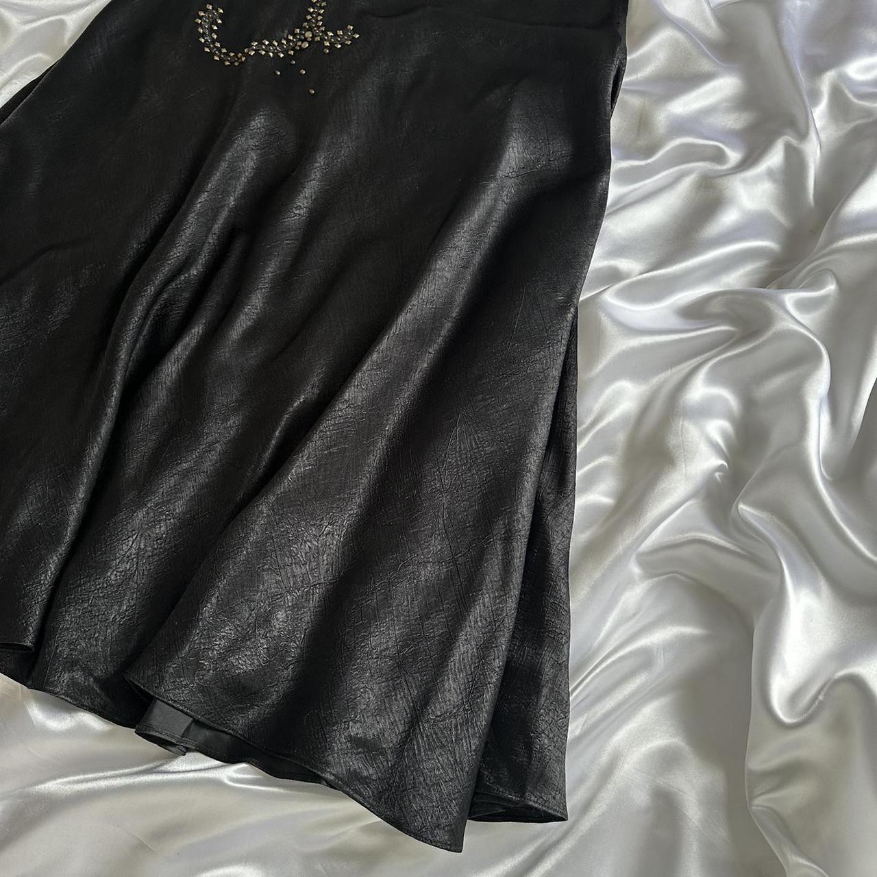 _¦¢__Black Vintage Glam Rock Unique Fashion Beautiful Elegant Exquisite Gold Stud Beads Long Satin Ball Gown Evening Gown Birthday Party Dress Prom Dark Fairy/Black Swan gh3914