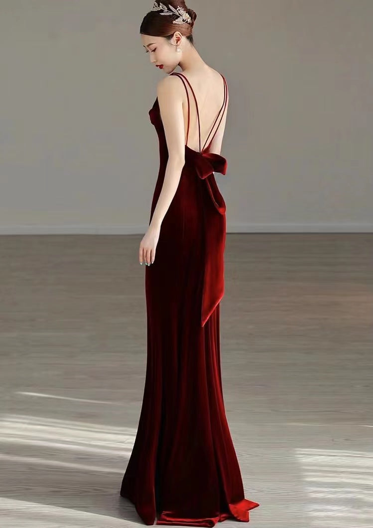Sexy Mermaid Long Burgundy Prom Dress Evening Dresses P1097