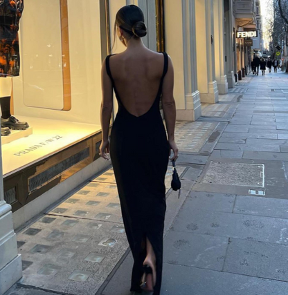 Simple Mermaid Straps Floor Length Sleeveless Black Prom Dress P1160