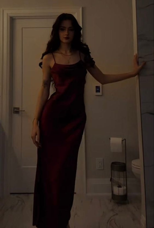 Modest Mermaid Straps Burgundy Prom Dress P1434