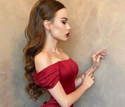 Sexy Mermaid Off the Shoulder Long Burgundy Prom Dresses with Lace Up P1499