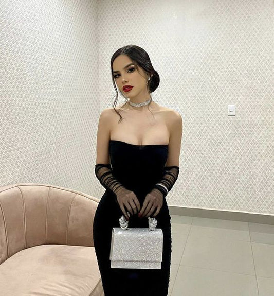 Sexy Mermaid Strapless Long Black Prom Dress P1560