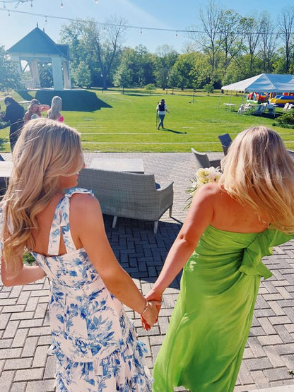 Beautiful Blue Floral Shoulder Strap Sheath Tiered Party Dress Bridesmaid Dress TP4294