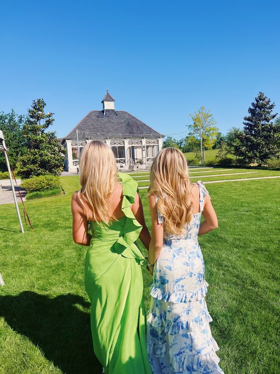 Beautiful Blue Floral Shoulder Strap Sheath Tiered Party Dress Bridesmaid Dress TP4294