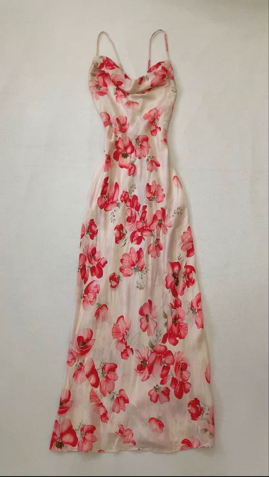 Sexy Mermaid Prom Gown With Straps Floral Pink Prom Dresses P1854