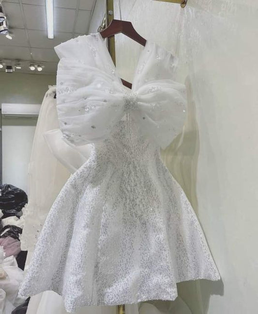 vintage a line white sequin homecoming dress 18th birthday outfits P2084