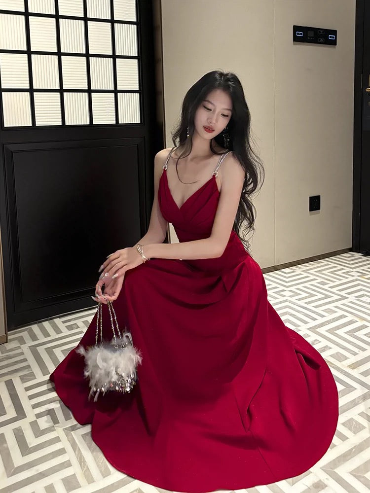 Pretty A Line Spaghetti Straps Red Knee Length Prom Dresses Evening Gowns Birthday Dress P2352