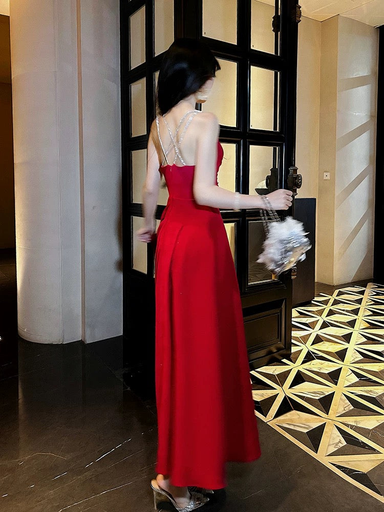 Pretty A Line Spaghetti Straps Red Knee Length Prom Dresses Evening Gowns Birthday Dress P2352
