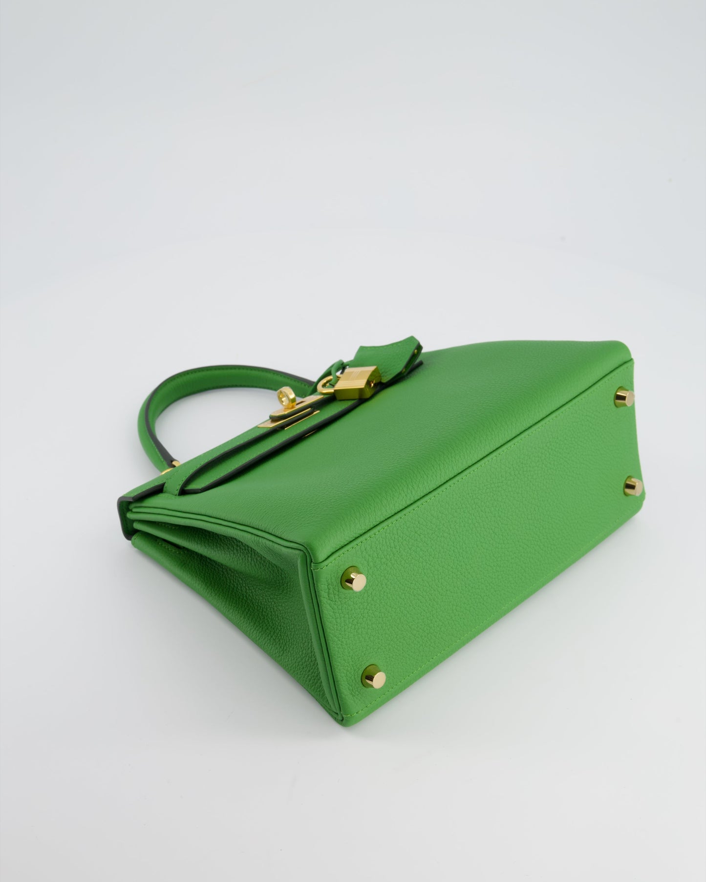 *RARE* Hermes Kelly Retourne Bag 25cm in Vert Yucca Togo Leather and Gold Hardware