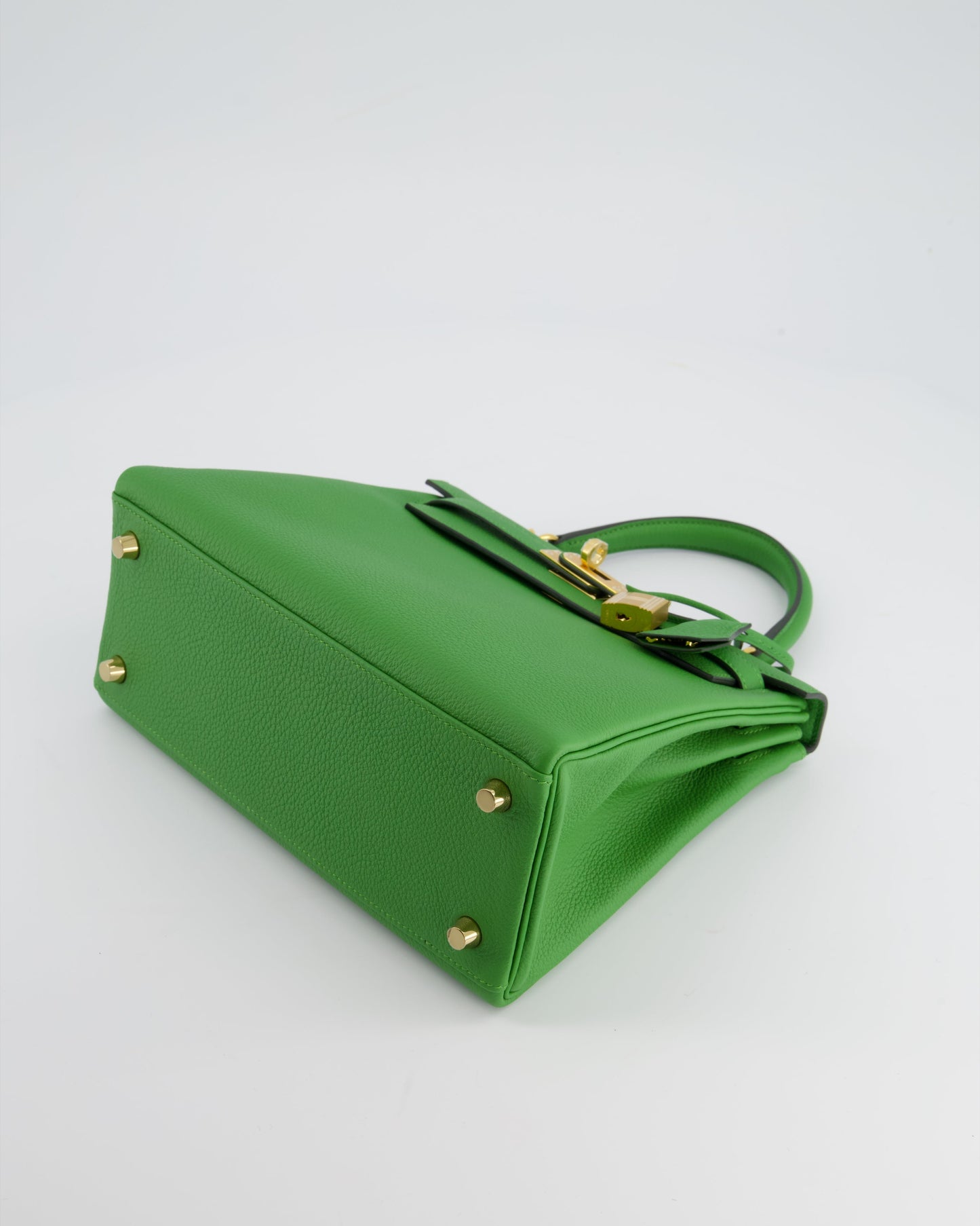 *RARE* Hermes Kelly Retourne Bag 25cm in Vert Yucca Togo Leather and Gold Hardware