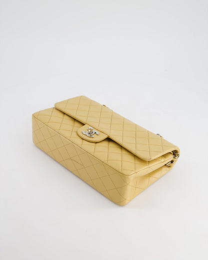 Chanel Vintage Beige Classic Medium Double Flap Bag in Lambskin Leather with Silver Hardware