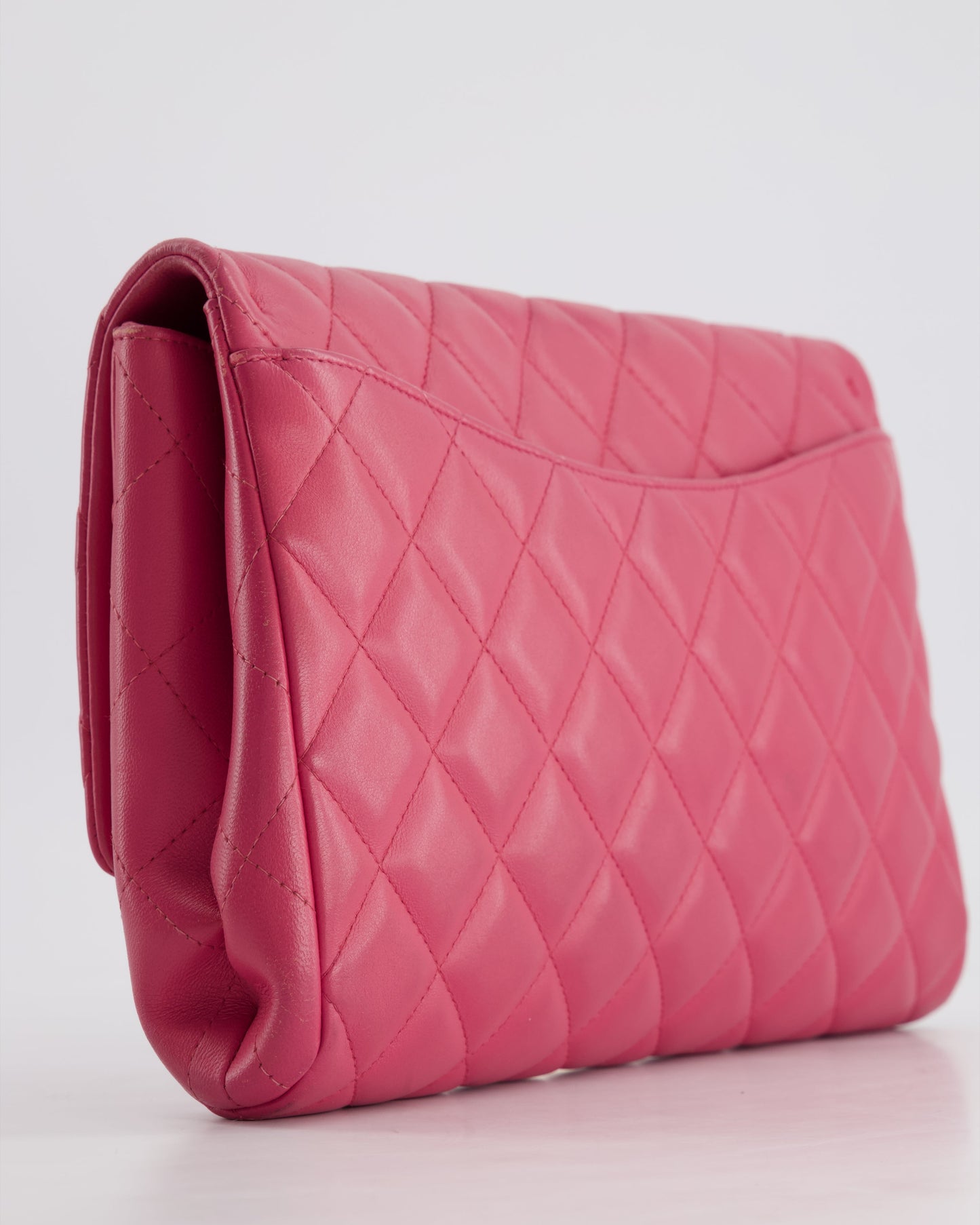 Chanel Pink Timeless Clutch on Chain in Lambskin Leather with Brushed Gold Hardware