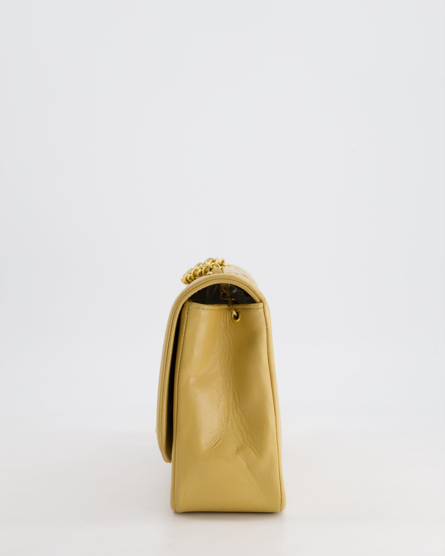 Chanel Vintage Single Flap Diana Bag in Beige Lambskin Leather With 24K Gold Hardware